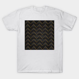 Golden triangular pattern on blue gray background filling the frame. T-Shirt